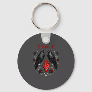 Llavero Cuervo negro F-caw-f Rosas Corazón Pájaro negro Va