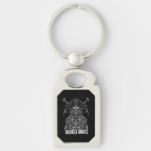 Llavero Cuervos de Odín Mitología vikinga Valhalla espera (Anverso)