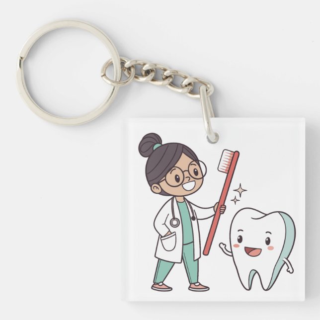 Llavero Cuidado dental feliz (Frente)