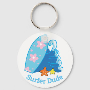 Llavero Cuidado Surfer Dude Surfboard y Wave