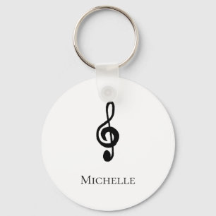 Llavero Cuidado Treble Clef Musical Blanco Negro