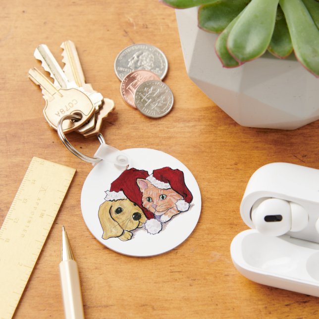 Llavero Cuidados Navidades Labrador Puppy y Naranja Tabby (Escritorio )