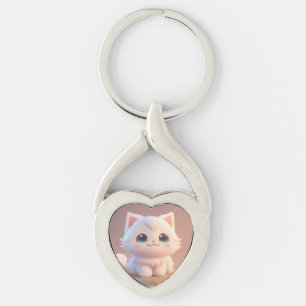 Llavero Cuidados Ojos Grandes Fluffy White Kitten