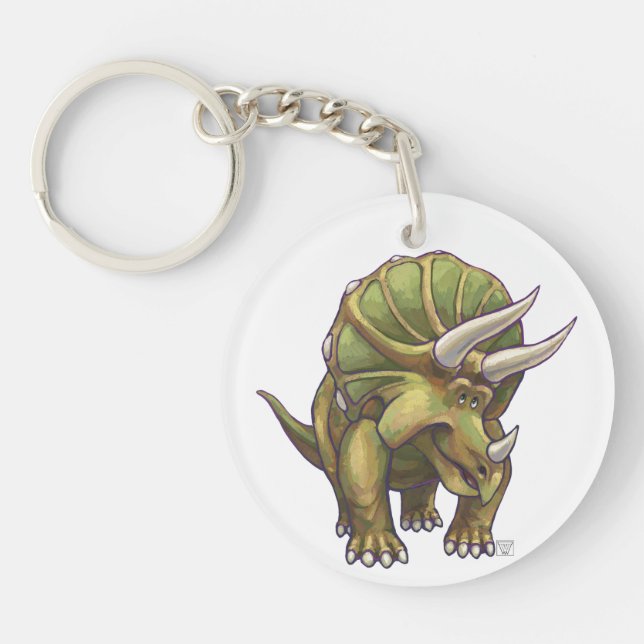 Llavero Cuidados triceratops cabezas y colas (Frente)