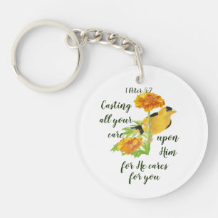 Llavero Cuidando de Él 1 Peter 5:7 Cita