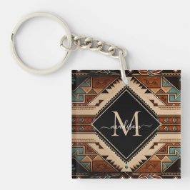 Llavero Cultura india nativa americana estilo boho monogra