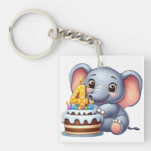 Llavero Cumpleaños 4 de elefante lindo