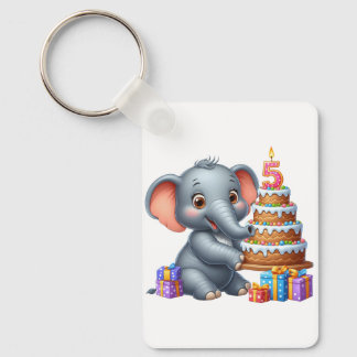 Llavero Cumpleaños 5 de elefante lindo