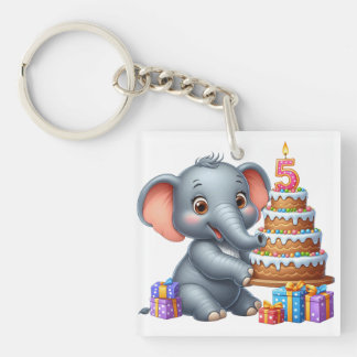 Llavero Cumpleaños 5 de elefante lindo