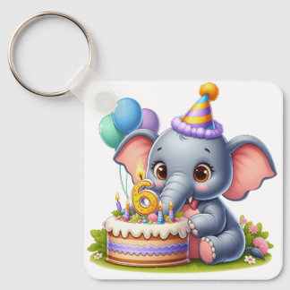 Llavero Cumpleaños 6 de Elefante Adorable