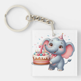 Llavero Cumpleaños 7 de elefante adorable