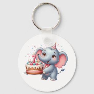 Llavero Cumpleaños 7 de elefante lindo