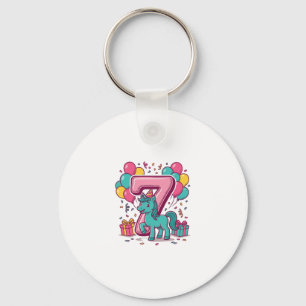 Llavero Cumpleaños 7 del caballo Diseño de pony lindo vect