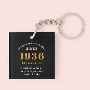 Llavero Cumpleaños 90 1936 Negro Oro Personalizado para El