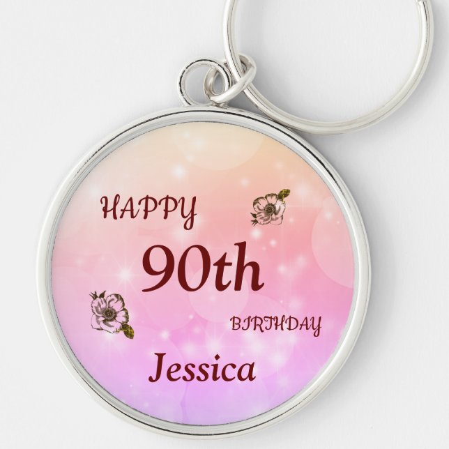 Llavero Cumpleaños 90 Feliz Personalizado (Frente)