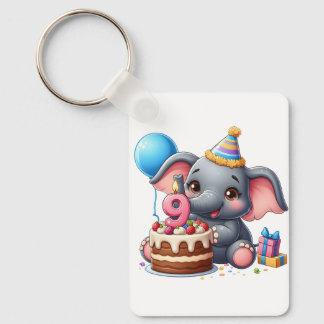 Llavero Cumpleaños 9 de elefante lindo
