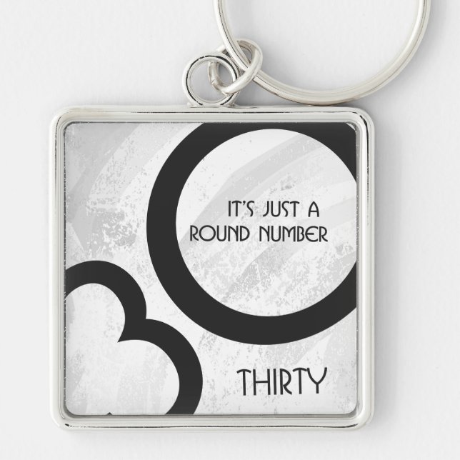 Llavero Cumpleaños blanco de 30 décadas (Frente)