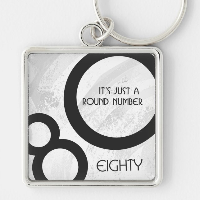 Llavero Cumpleaños blanco de 80 décadas (Frente)