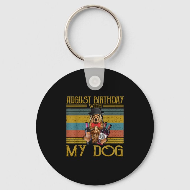 Llavero Cumpleaños De Agosto Con Mi Perro Irlandés Setter  (Anverso)
