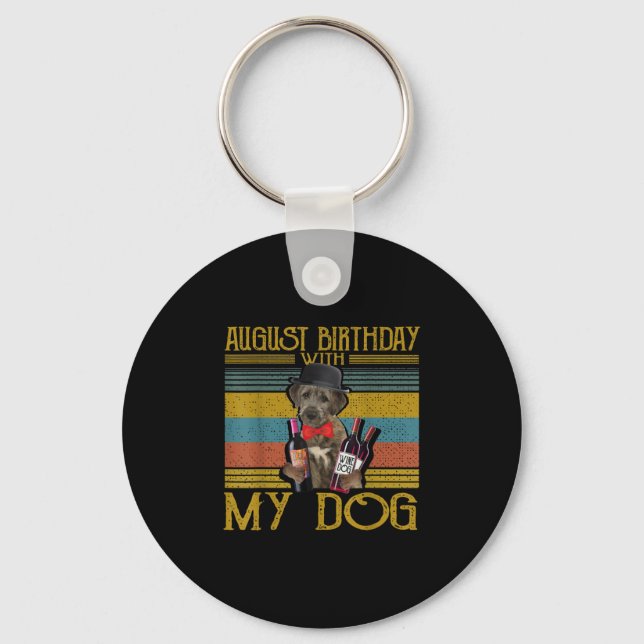 Llavero Cumpleaños De Agosto Con Mi Perro Lobo Irlandés 20 (Anverso)