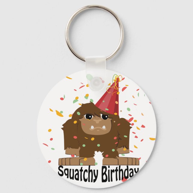 Llavero Cumpleaños de Bigfoot Cute Squatchy (Anverso)