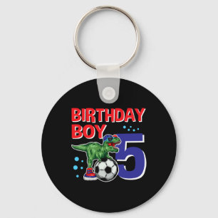 Llavero Cumpleaños de dinosaurio Niño de 5 años Fútbol de