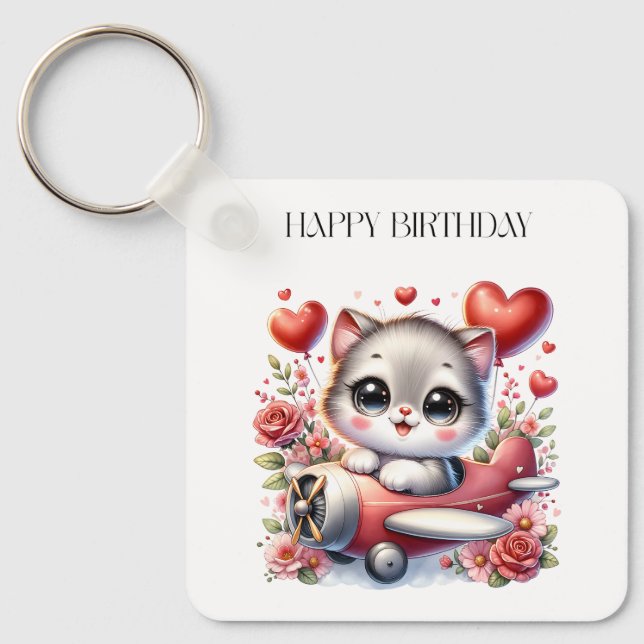 Llavero Cumpleaños de Kitten Pilot (Anverso)