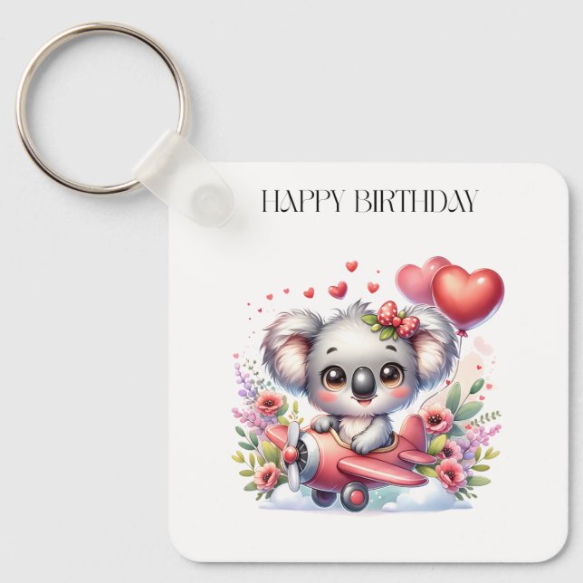 Llavero Cumpleaños de Koala Volador (Anverso)