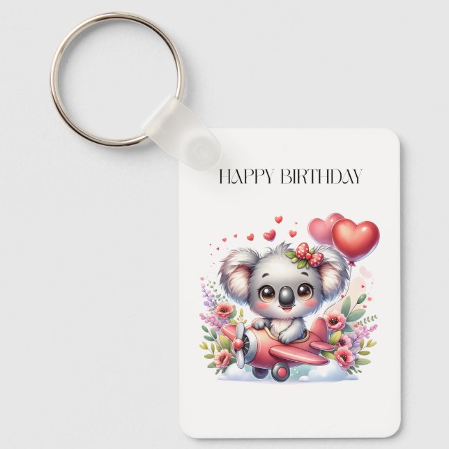 Llavero Cumpleaños de Koala Volador (Anverso)