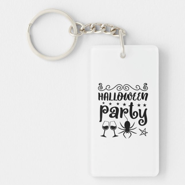 Llavero Cumpleaños de la Fiesta de Halloween (Frente)