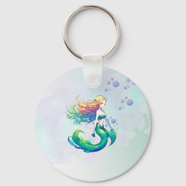 Llavero Cumpleaños de la sirena morada y dorada bajo el ma