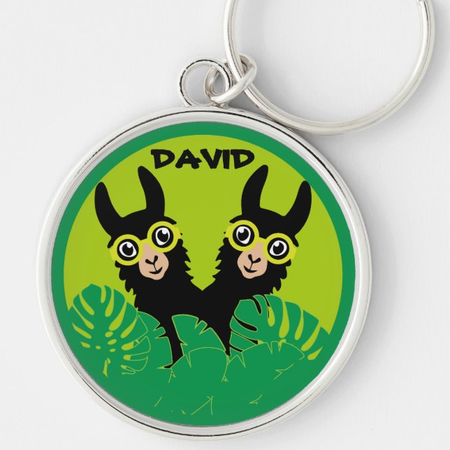 Llavero Cumpleaños de las Gemelas de la Llama de la Alpaca (Frente)