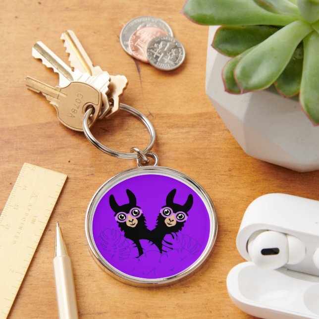 Llavero Cumpleaños de las Gemelas de la Llama de la Alpaca (Escritorio )