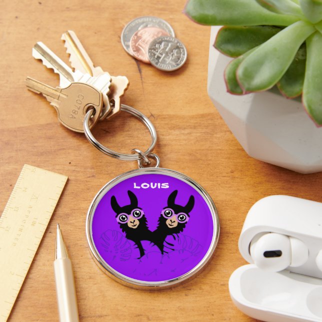 Llavero Cumpleaños de las Gemelas de la Llama de la Alpaca (Escritorio )