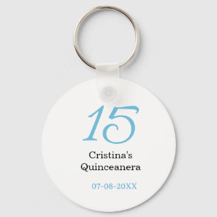 Llavero cumpleaños de quinceañera número 15 azul negro let