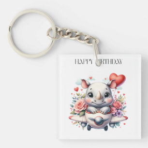 Llavero Cumpleaños del piloto de rinoceronte
