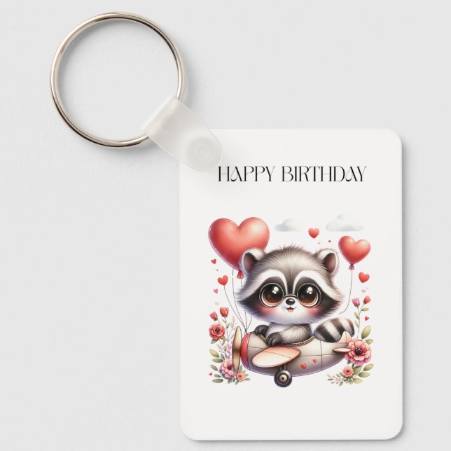 Llavero Cumpleaños del piloto mapache (Anverso)