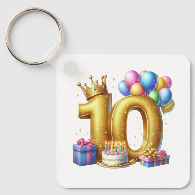 Llavero Cumpleaños dorado 10 (Anverso)