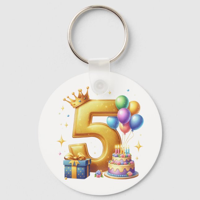 Llavero Cumpleaños dorado 5 (Anverso)