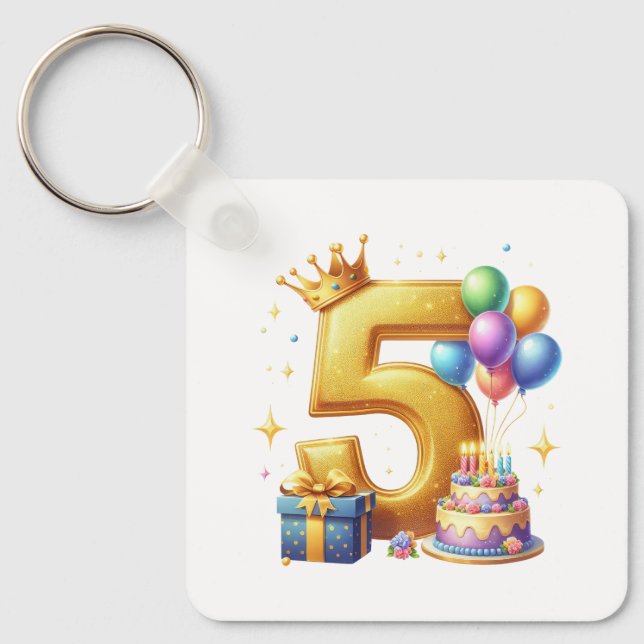 Llavero Cumpleaños dorado 5 (Anverso)