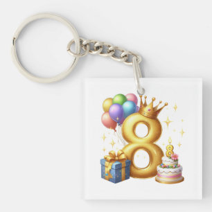 Llavero Cumpleaños dorado número 8