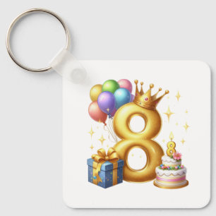 Llavero Cumpleaños dorado número 8