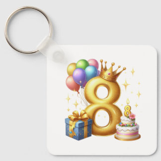 Llavero Cumpleaños dorado número 8
