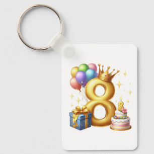Llavero Cumpleaños dorado número 8