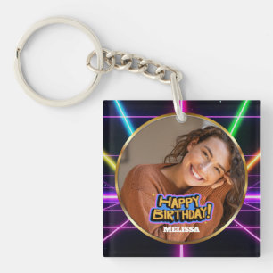 Llavero Cumpleaños Feliz con Foto y Nombre Personalizados 