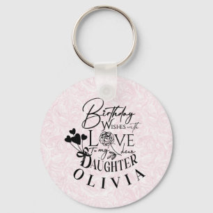 Llavero Cumpleaños Hija Caligrafía Nombre Personalizado Mo