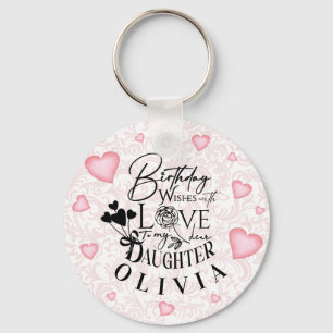 Llavero Cumpleaños Hija Caligrafía Nombre Personalizado Mo