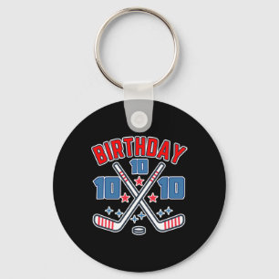 Llavero Cumpleaños número diez de hockey sobre hielo niño