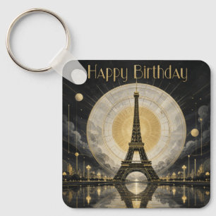 Llavero Cumpleaños París Torre Eiffel Deco Dorado