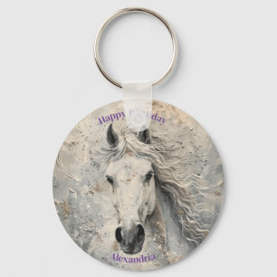 Llavero Cumpleaños Personalizado del Amante del Caballo de